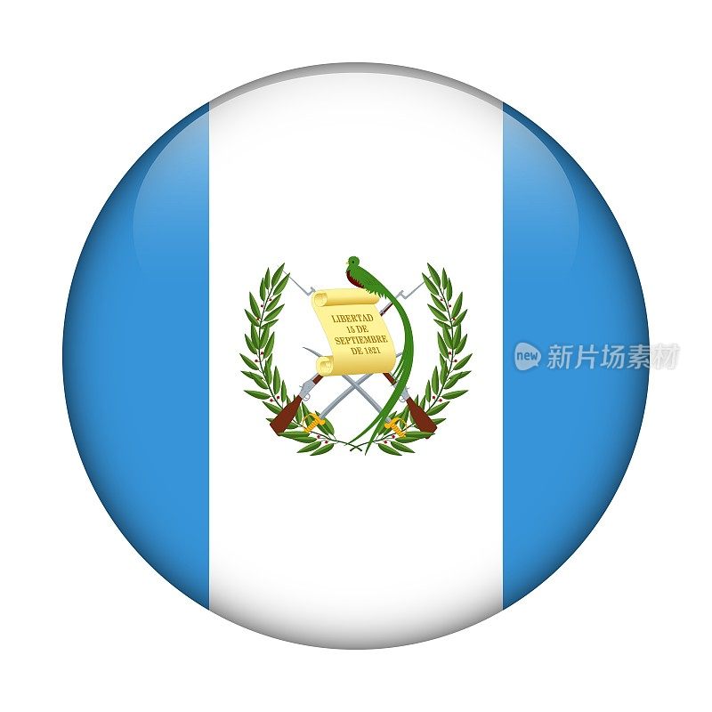 危地马拉国旗。矢量图标。用于web, app, ui的玻璃按钮。光滑的旗帜。